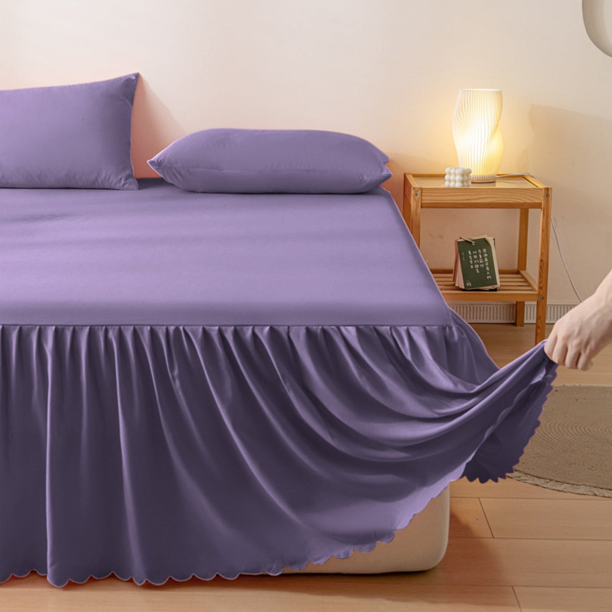 Bed Skirt Queen Size Ruffled Bed Skirt with Split Corners, Queen Bed Skirt Drop, Queen Size Bed Skirt, for Ruffled Bed Skirt with Split Corners, Bed Skirt Queen Size Purple