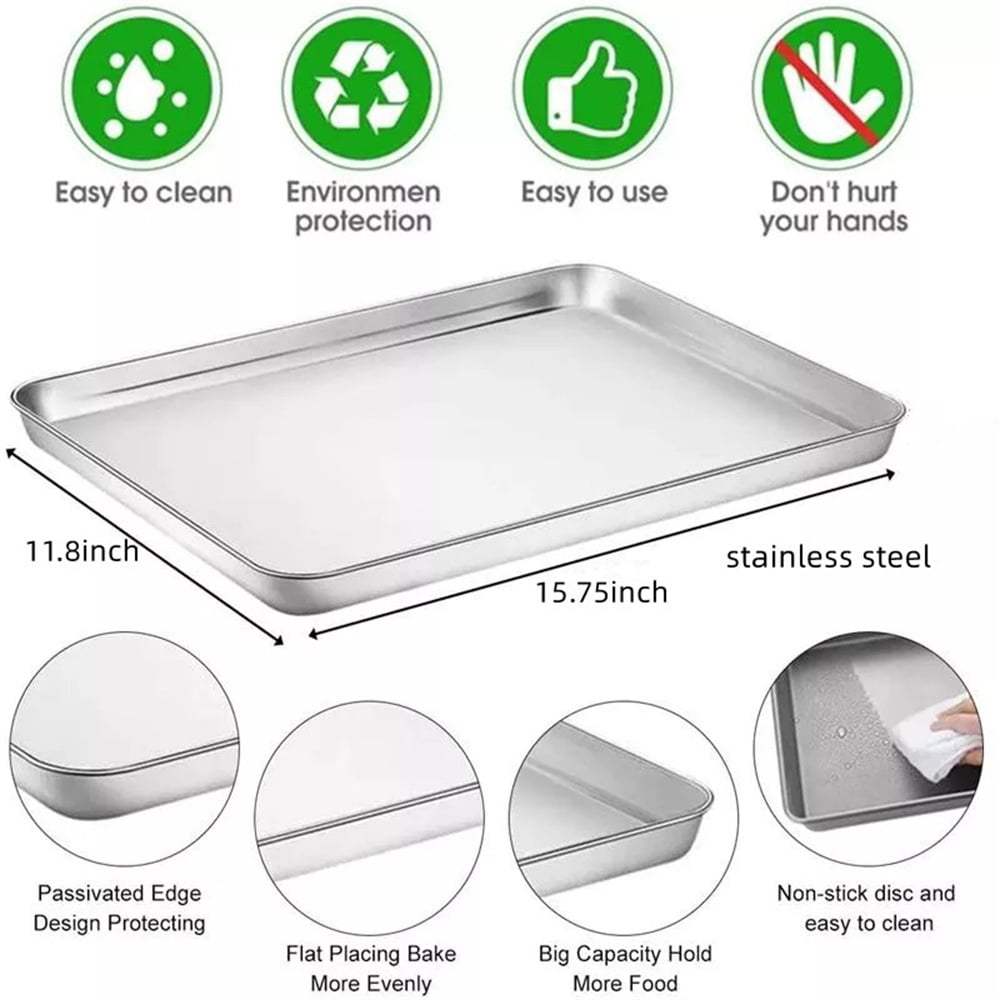 Baking Sheet With Cooling Rack, Half Sheet Pan With Wire Rack Set, Oven Baking Tray and Rack Set,15.75x11.8inch,Non Toxic & Easy Clean,Heavy Duty 15.75"
