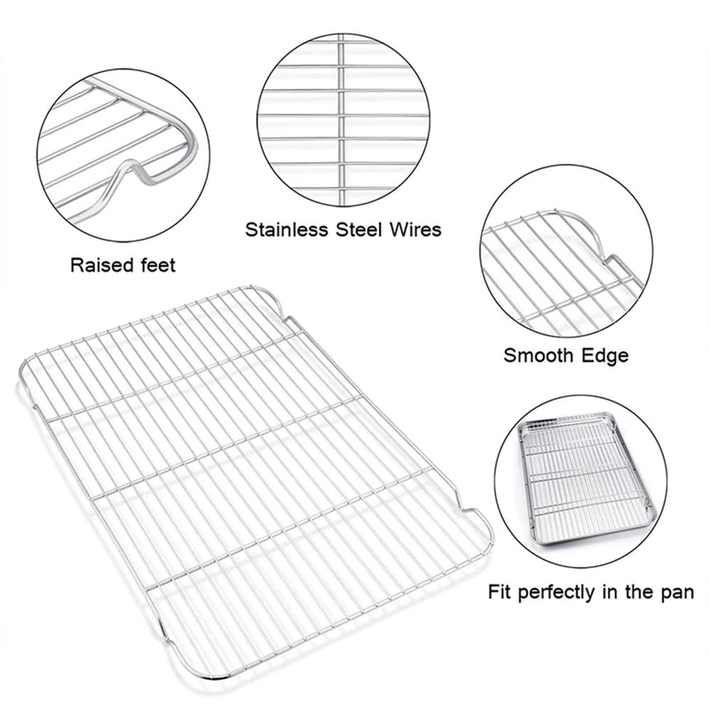 Baking Sheet With Cooling Rack, Half Sheet Pan With Wire Rack Set, Oven Baking Tray and Rack Set,15.75x11.8inch,Non Toxic & Easy Clean,Heavy Duty 15.75"