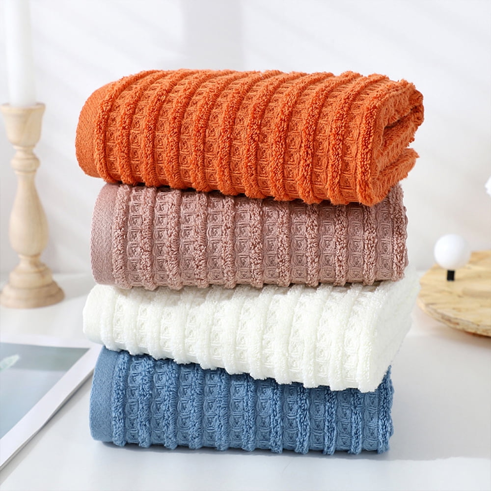 100% Cotton Soft and Absorbent Hand Towel-Waffle Hand Towels for Bathroom-Set of 2 Quick Drying Towels Milk white