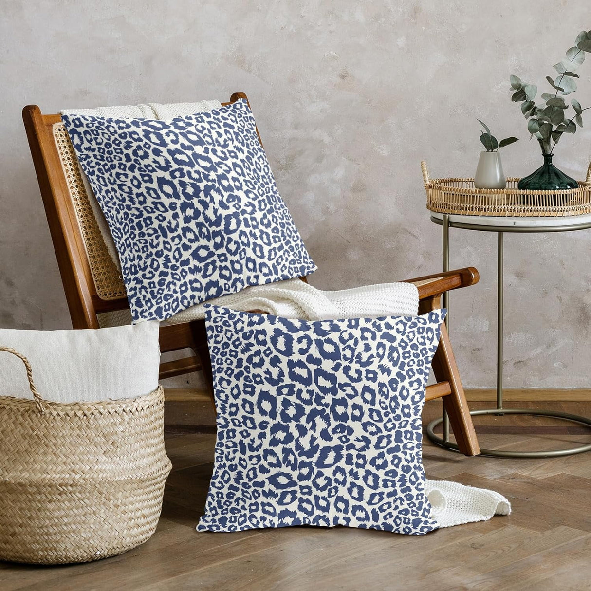 Lime Green White Leopard Print Pillow Covers 18x18 Inch Set of 2 Cheetah Animal Spots Decorative Throw Pillows For Couch Farmhouse Chinoiserie Pillow Cases Home Decor For Room Sofa Bed Porch Outdoor 18" x 18" Black Leopard