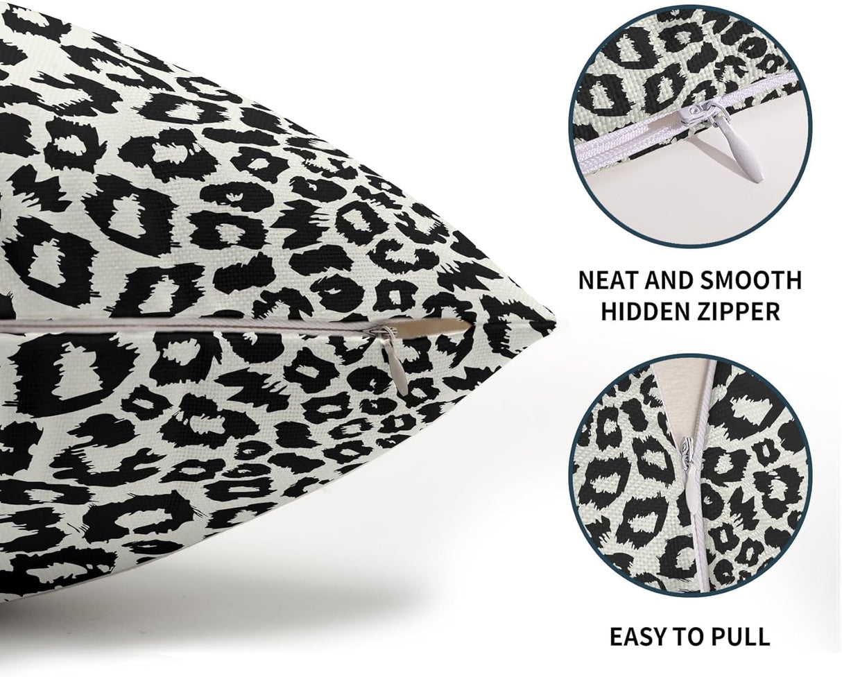 Lime Green White Leopard Print Pillow Covers 18x18 Inch Set of 2 Cheetah Animal Spots Decorative Throw Pillows For Couch Farmhouse Chinoiserie Pillow Cases Home Decor For Room Sofa Bed Porch Outdoor 12" x 20" Gray Leopard