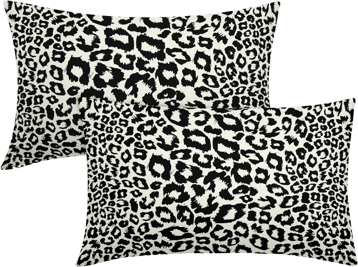 Lime Green White Leopard Print Pillow Covers 18x18 Inch Set of 2 Cheetah Animal Spots Decorative Throw Pillows For Couch Farmhouse Chinoiserie Pillow Cases Home Decor For Room Sofa Bed Porch Outdoor 12" x 20" Teal Leopard