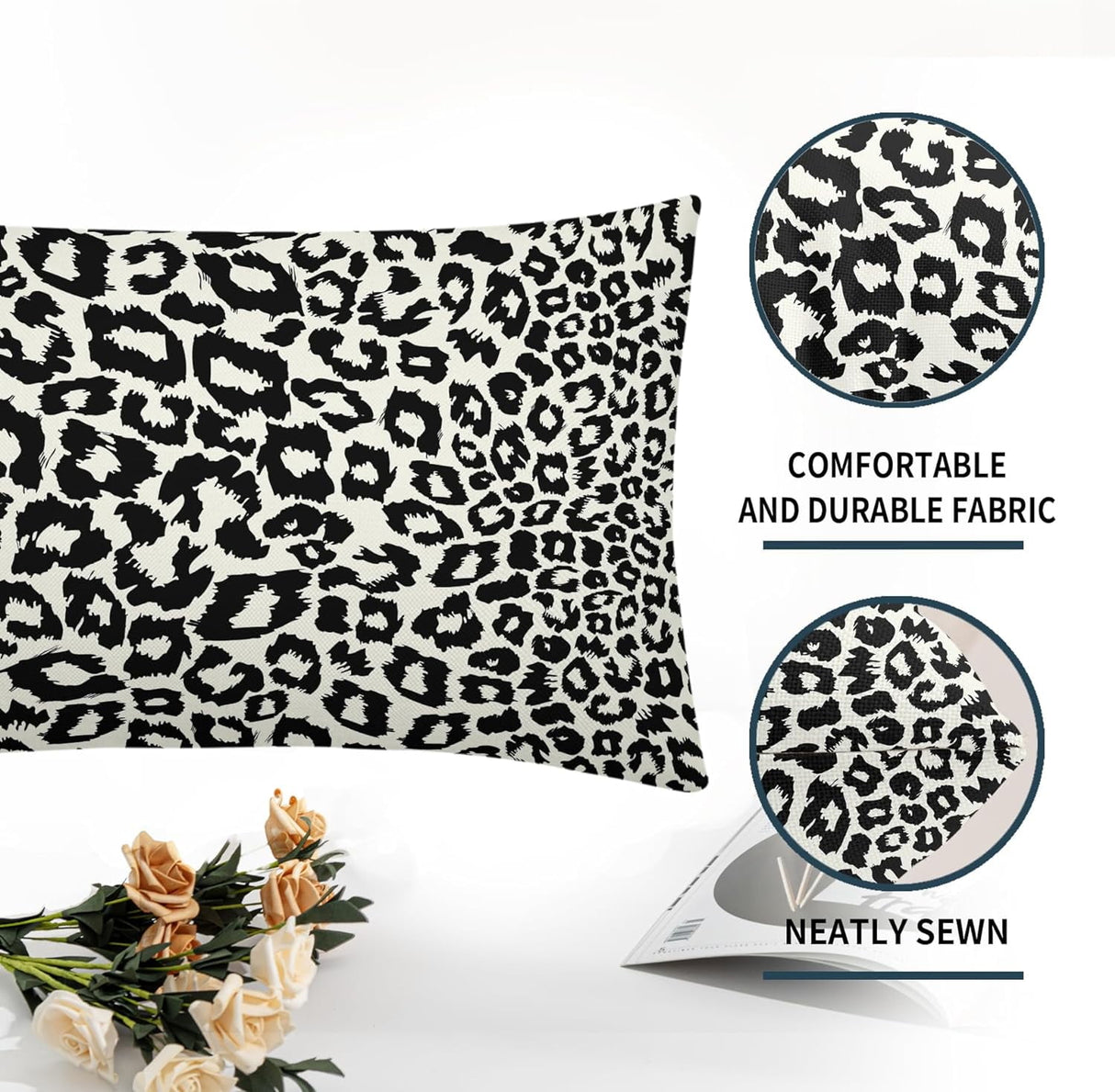 Lime Green White Leopard Print Pillow Covers 18x18 Inch Set of 2 Cheetah Animal Spots Decorative Throw Pillows For Couch Farmhouse Chinoiserie Pillow Cases Home Decor For Room Sofa Bed Porch Outdoor 12" x 20" Teal Leopard