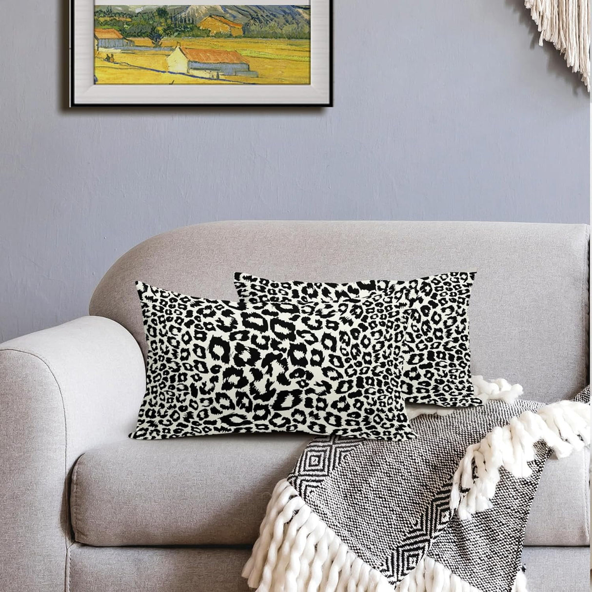 Lime Green White Leopard Print Pillow Covers 18x18 Inch Set of 2 Cheetah Animal Spots Decorative Throw Pillows For Couch Farmhouse Chinoiserie Pillow Cases Home Decor For Room Sofa Bed Porch Outdoor 12" x 20" Teal Leopard