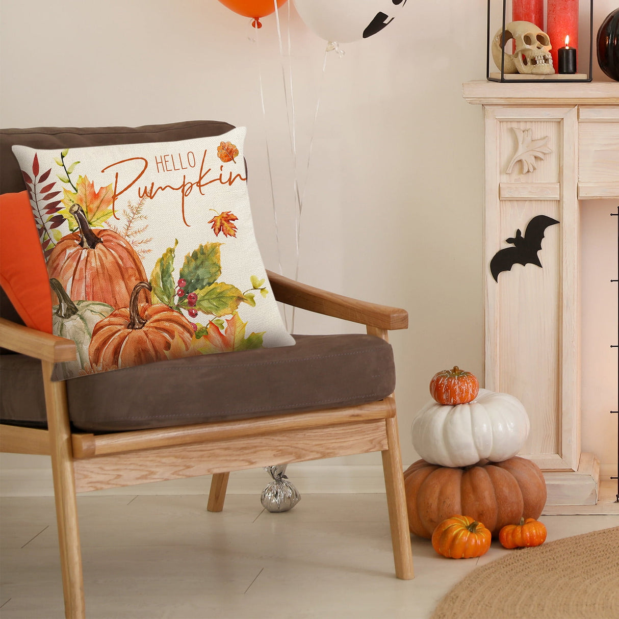 Darzheoy Fall Pillow Covers 18 x 18 inch Pumpkin Maple leaves Throw Pillow Covers Outdoor Autumn Thanksgiving Harvest Farmhouse Pillowcase Cushion Case for Home Sofa Fall Decor D