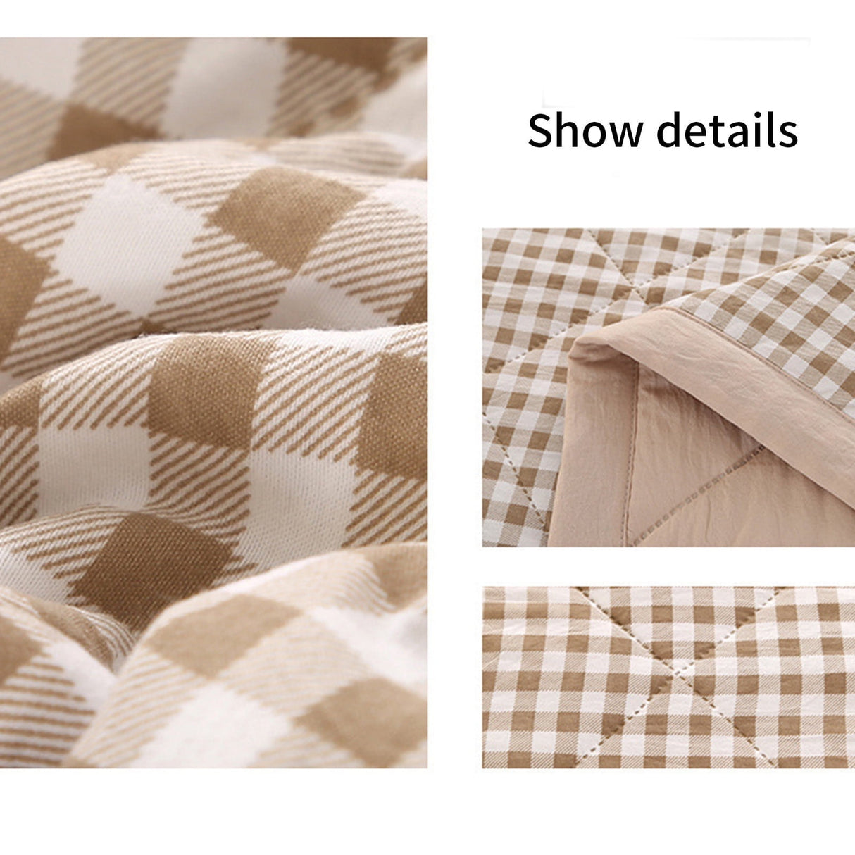 AYktou Reversible Patchwork Quilts Queen Size, 78.74x59.05in Lightweight Plaid Bedspreads Coverlets Quilt Bedding Blanket for All Seasons Khaki