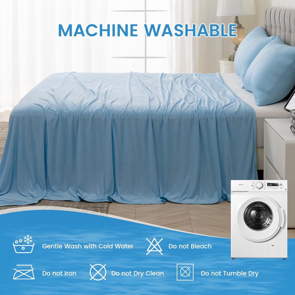 Cooling Blanket for Hot Sleepers Twin Size, Cold Blanket for Couch Bed Sofa, Lightweight Breathable Cooling Sheet for All Seasons, Absorbs Heat to Keep Cool - Light Blue, 60" x 80"