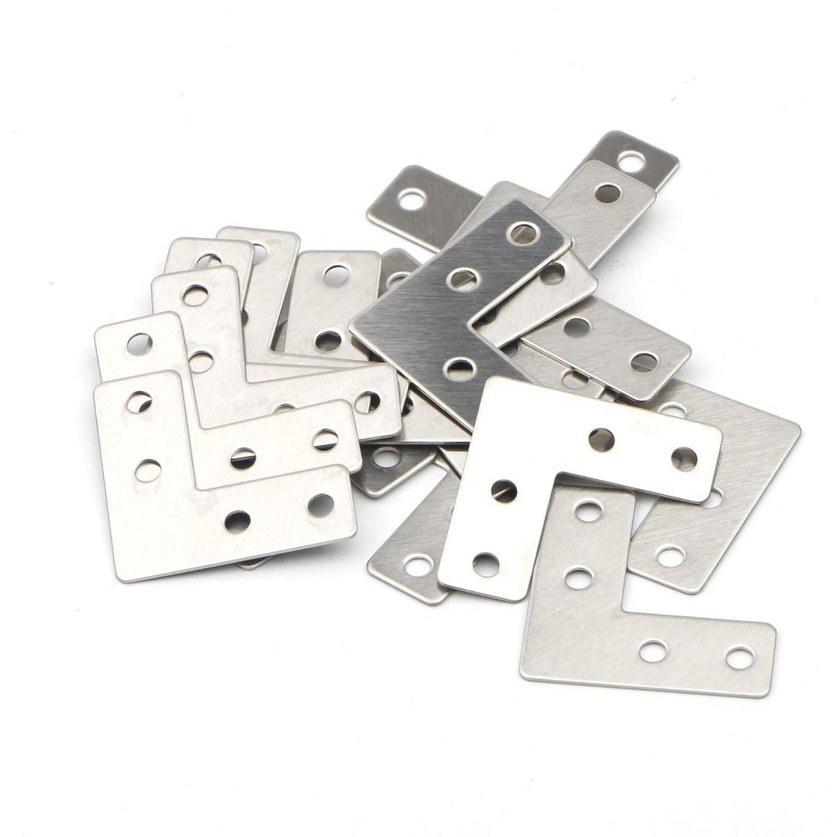 4 Holes Angle Plate Corner Brace Flat L Shape Repair Bracket Connector Fixing Repair Plated Protector 40mm x 40mm, Pack of 20