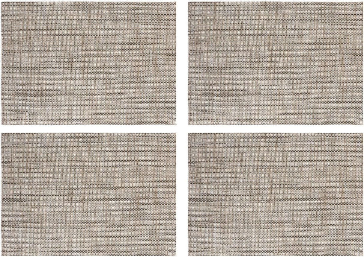 Beige Placemats Set of 4- Heat Resistant Non-Slip Place mats for Dining Table, Washable Durable PVC Woven Table Mats (Beige, 4)