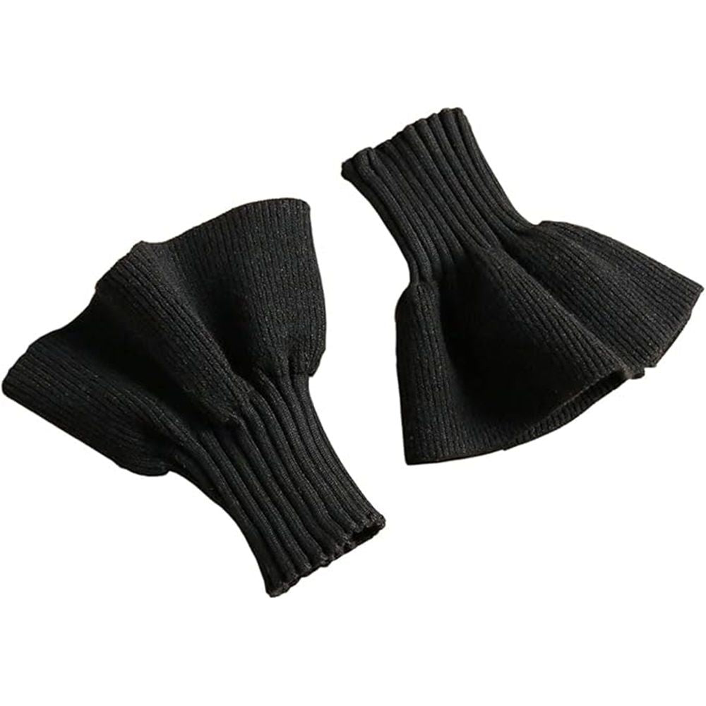 Two pairs Knitted yarn cuffs for autumn and winter, warm accessories, elastic base, decorative fake sleeves(black)