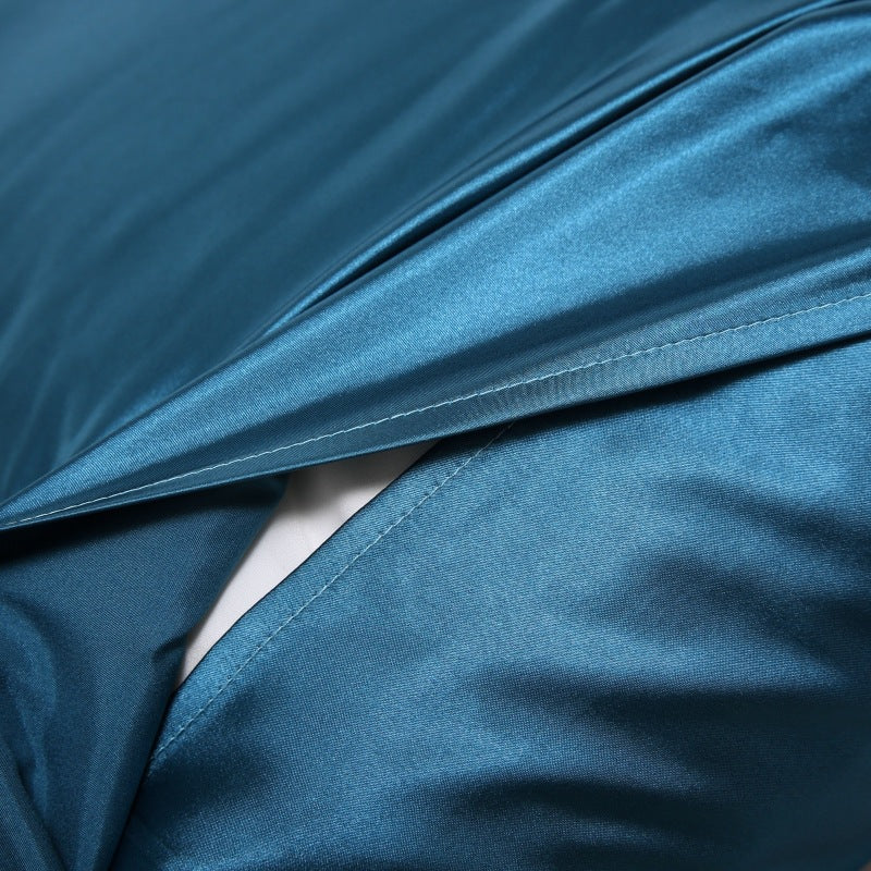 A pair of solid-color silk-like pillowcase pillowcase and envelope pillow (coffee color)