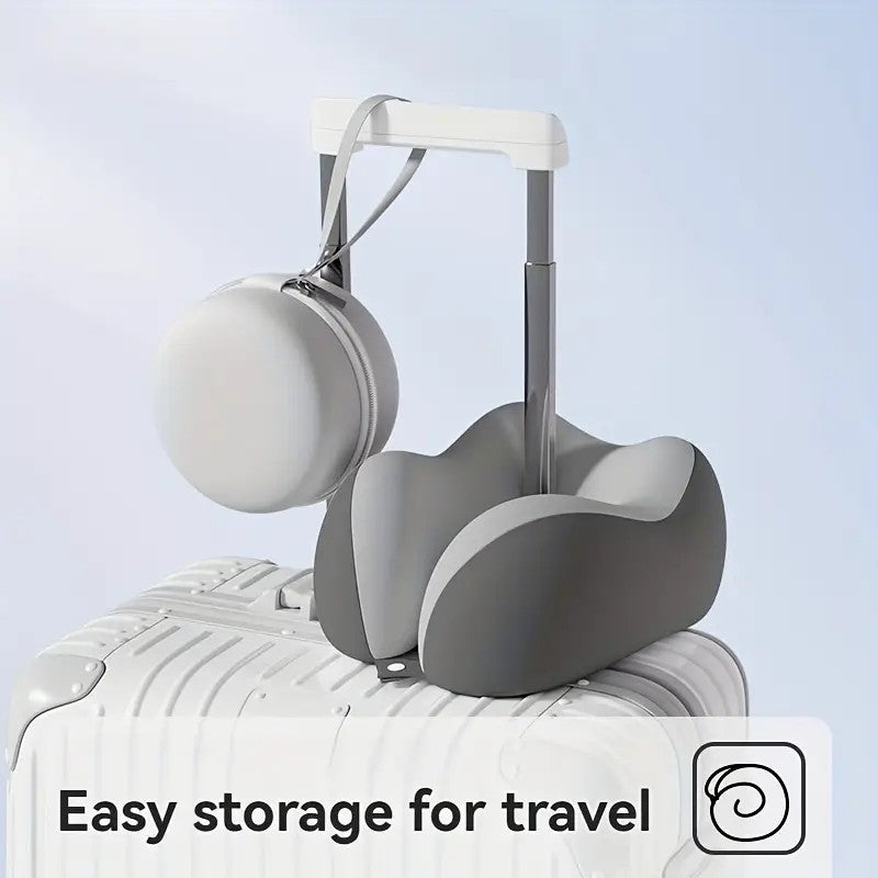 beige Travel & Home Neck Pillow – Ergonomic, portable, perfect for sleep. Fits desks, cars, and long flights. Features slow rebound foam, washable cover.