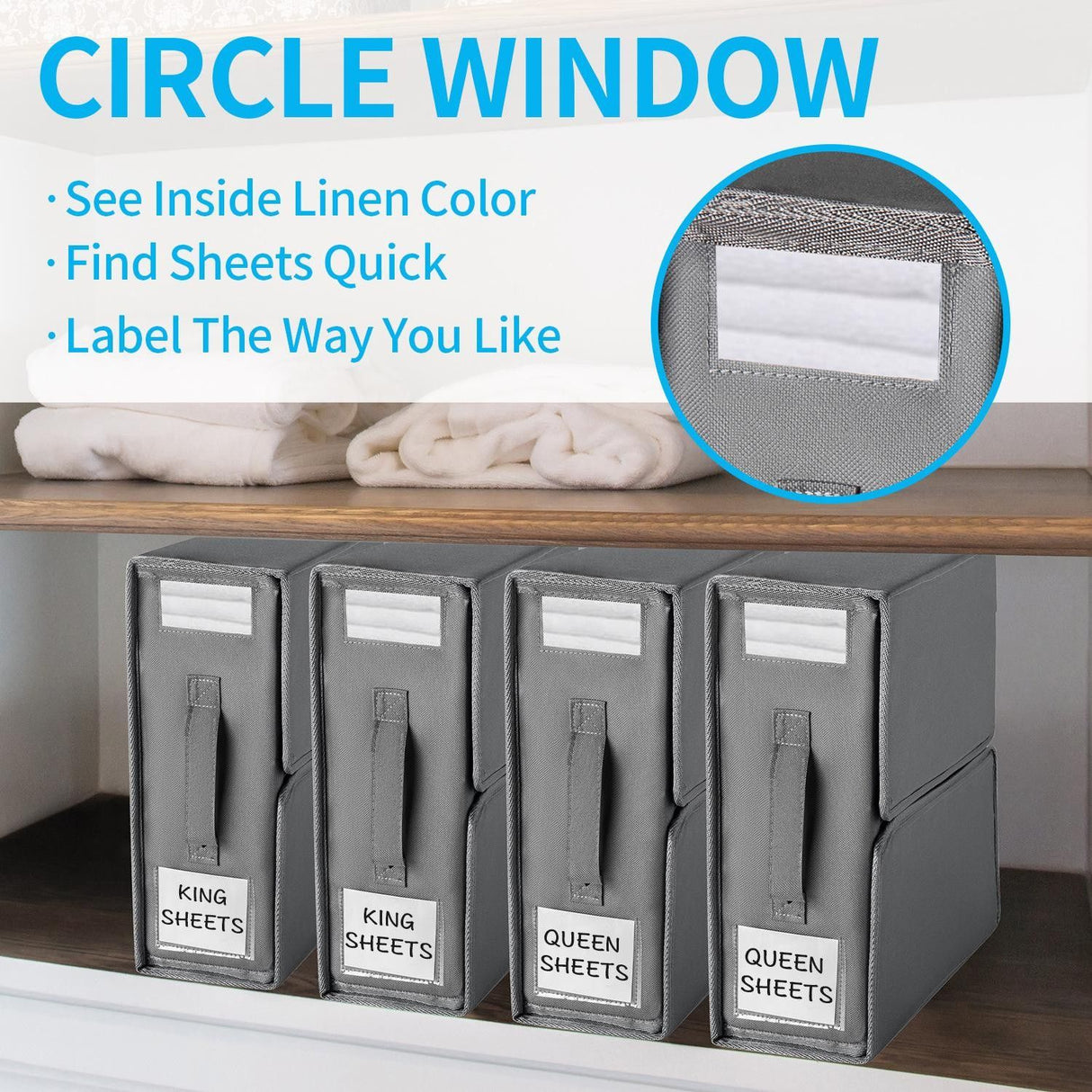 Foldable Bed Sheet Storage Box with Viewing Window, Your Neat Solution for Bedroom and Wardrobe Organization.