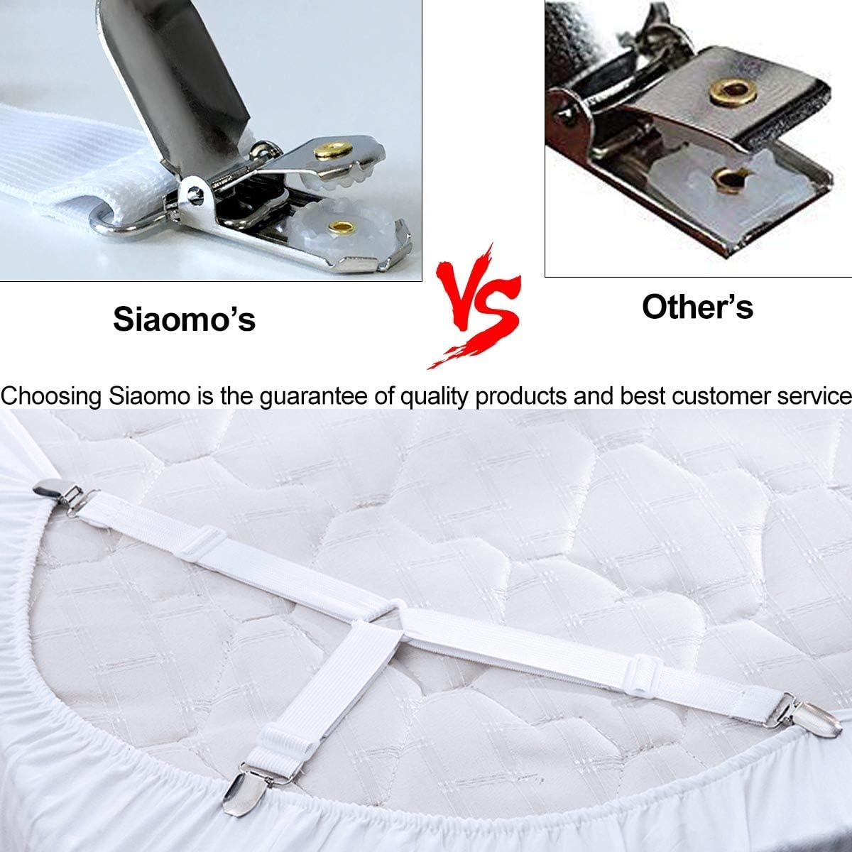 Bed Sheet Holders Straps Fasteners - 4 Pcs Triangle Sheet Fasteners Fitted Flat Sheet Corner Holder Elastic Adjustable Bed Band Sheet Holders Clip Suspenders Grippers White