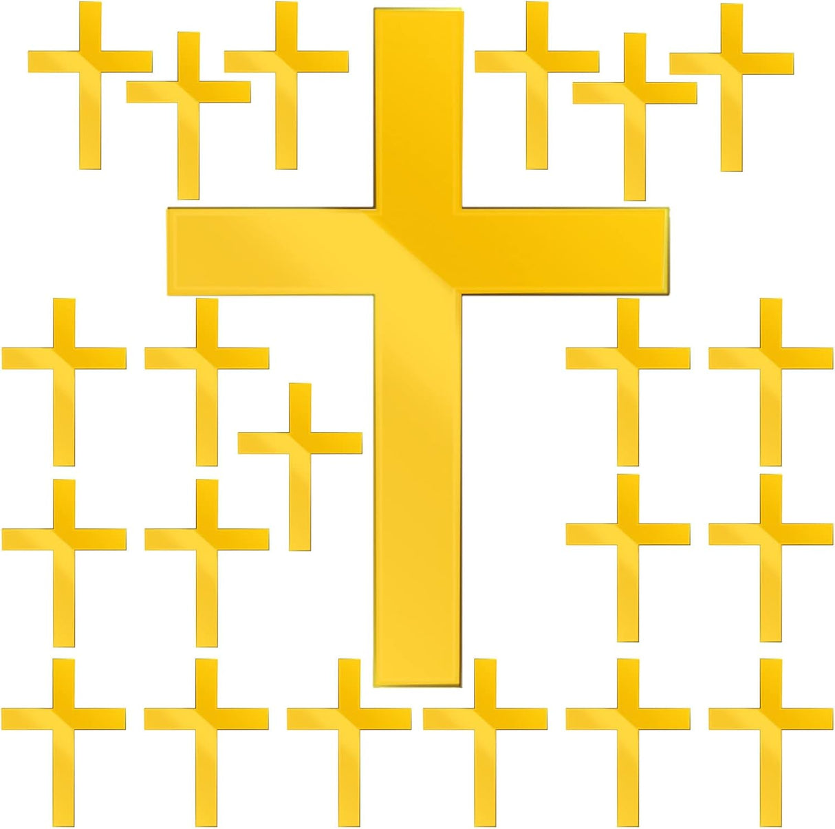 22 Pieces Baptism Cake Toppers Cross Cake Topper Gold Mirror Crossing Cupcake Toppers Acrylic Cross Cake Toppers Baptism Decor for Baby Shower Birthday Party Christian Decorations(Gold Classic Style)
