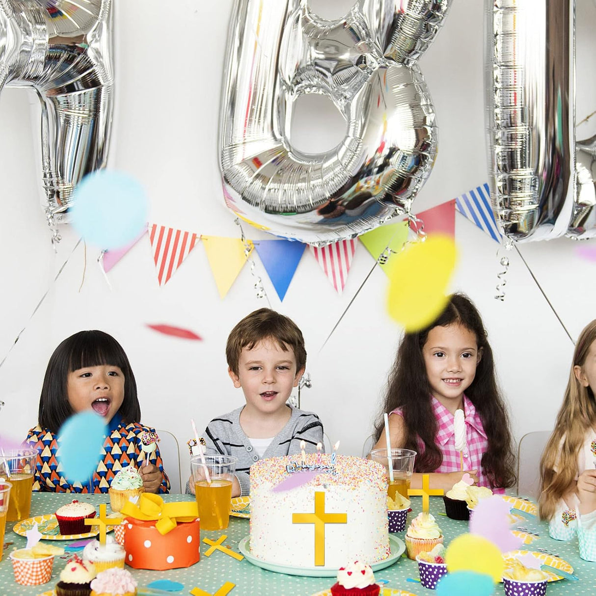 22 Pieces Baptism Cake Toppers Cross Cake Topper Gold Mirror Crossing Cupcake Toppers Acrylic Cross Cake Toppers Baptism Decor for Baby Shower Birthday Party Christian Decorations(Gold Classic Style)