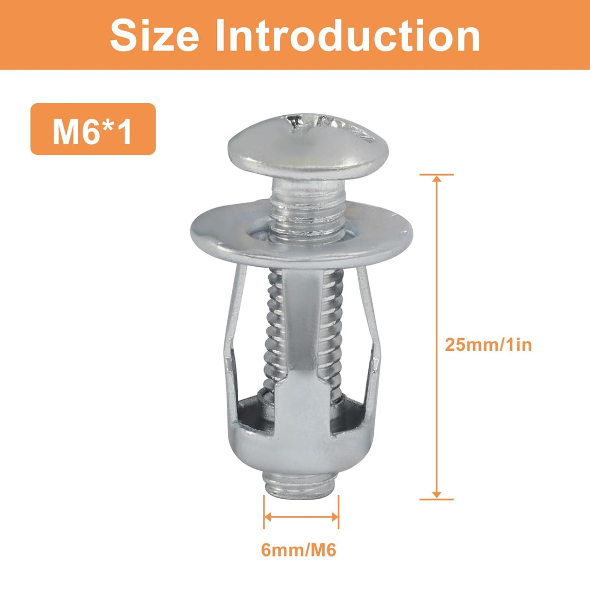 20 Pack M6*25 Hollow Wall Anchors, Heavy Duty Cavity Fixing Anchors, Secure Fixings for Thin Walls/Aluminium Cladding Sheet/Steel Pipe/Iron Sheet/Hollow Plastic Sheet(M6 x 1")