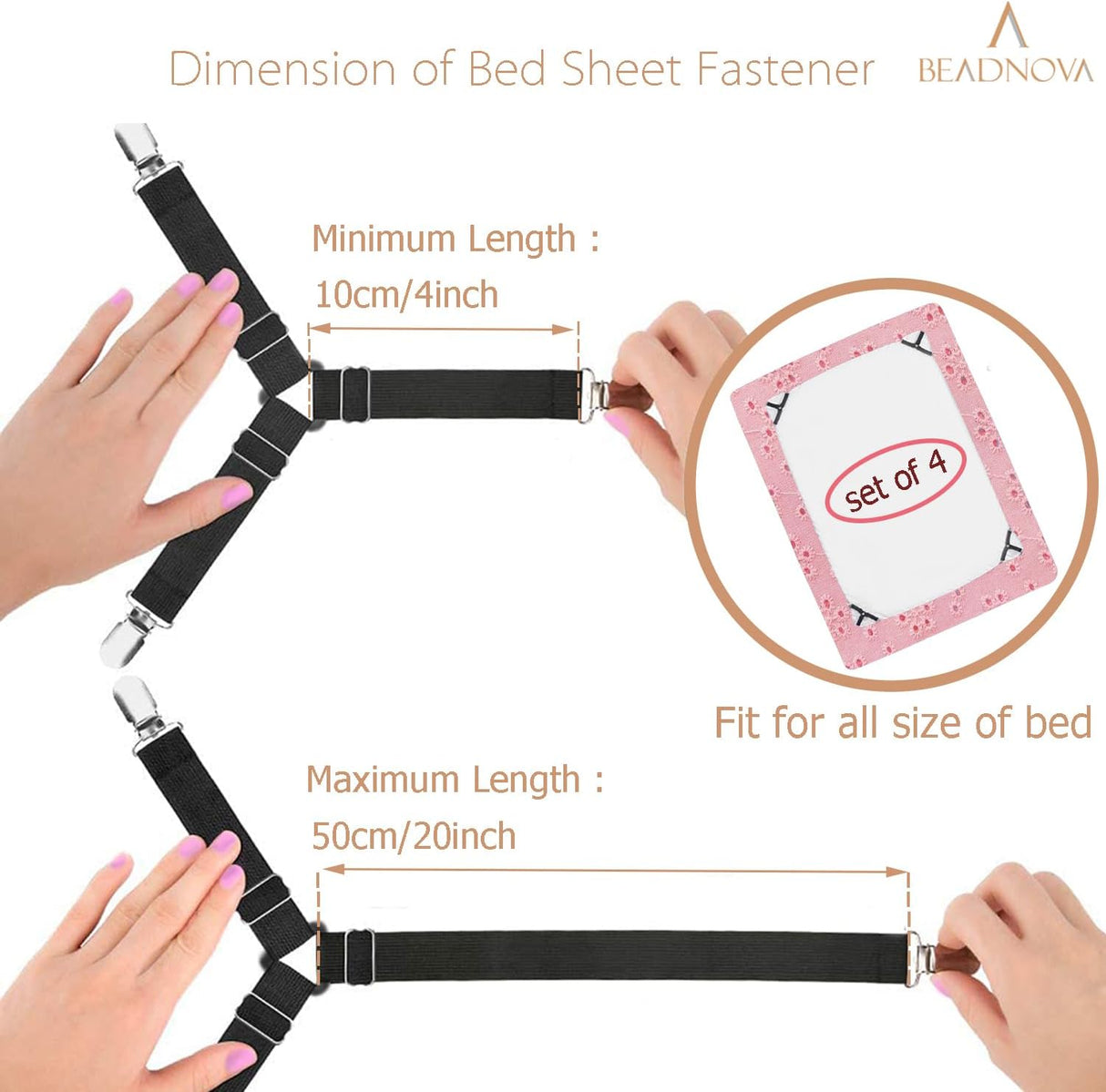 Bed Sheet Straps 4 Pcs Triangle Bed Sheet Holders Fitted Sheet Clips Adjustable Sheet Suspenders Mattress Fasteners Gripper Corner Clips for Bed Mattress Cover Fitted Bed Sheets Sofa Cushion
