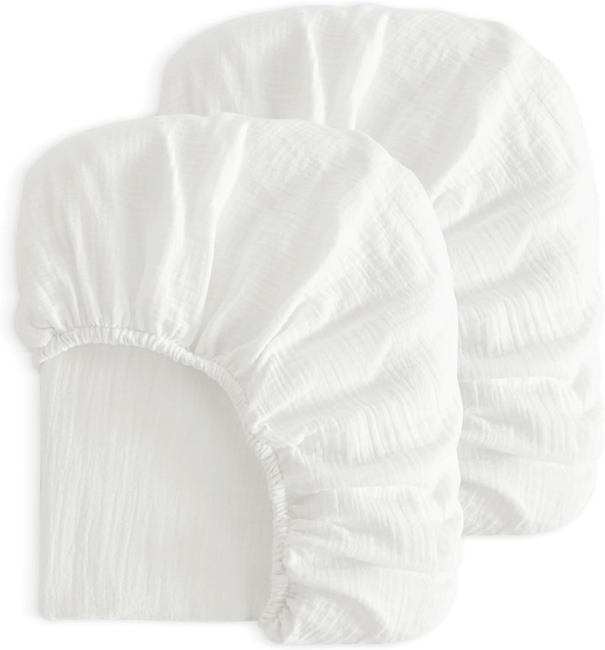 2 Pack Muslin Cott Mini Crib Sheets, Soft and Breathable Double Layer 24x38 Baby Crib Sheets for Mini Crib and Toddler Mattresses, Boys, Girls, Unisex, White, 24x38 Inches
