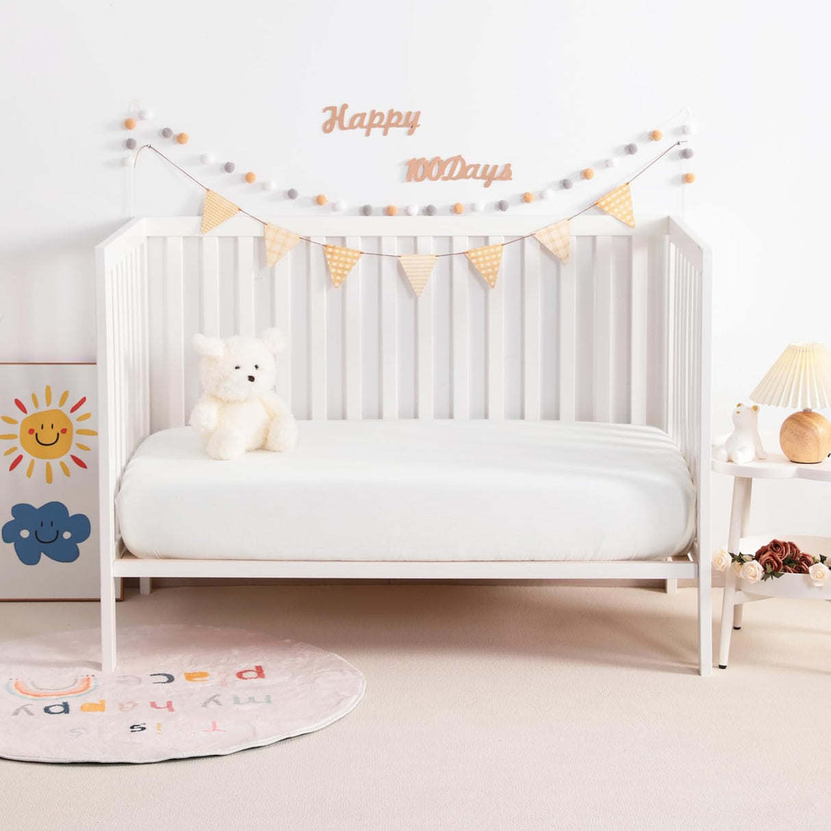 2 Pack Muslin Cott Mini Crib Sheets, Soft and Breathable Double Layer 24x38 Baby Crib Sheets for Mini Crib and Toddler Mattresses, Boys, Girls, Unisex, White, 24x38 Inches