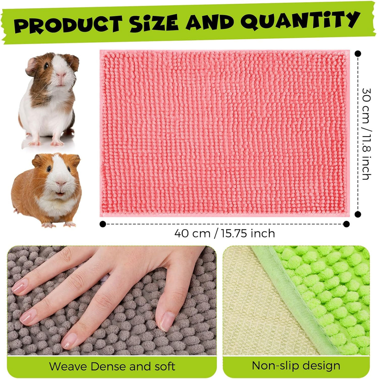 8 Pcs Guinea Pig Cage Liner for Guinea Pig Cage Bedding Reusable Rabbit Mat Pad Washable Training Pad Animal Sleeping Bedding Mat(16x12'',Gray, Green, Pink, Blue)