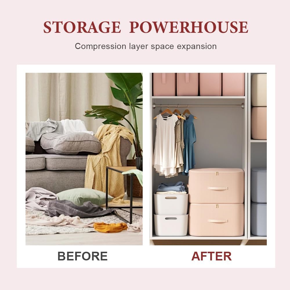 2026 New 3-Layer Ultra Space Saving Self Compression Organizer, Multifunctional Comforter Storage Bag for Comforters, Clothes, Blankets, Home Organization Must Haves (Gery, Large)