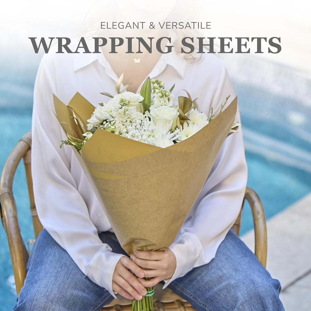 20 Sheets Premium Flower Wrapping Paper | Waterproof Flower Wrapping Paper for Bouquets | Double Sided Floral Bouquet Sheets | DIY Gifts Colorblend Kraft Look