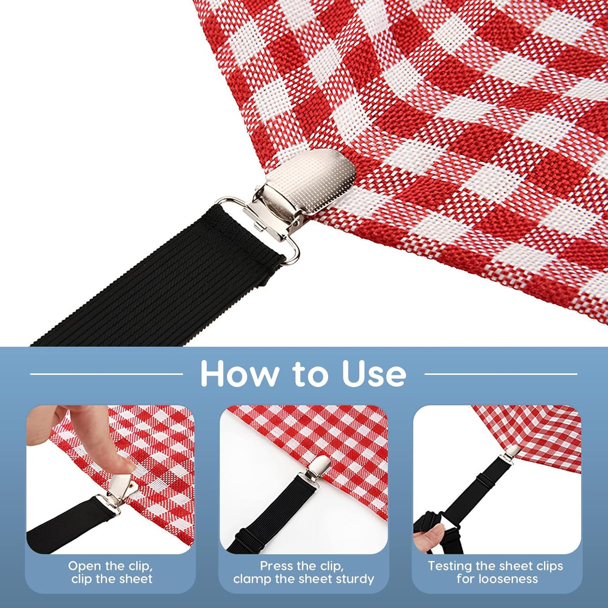4PCS Bed Sheet Holders Straps for Corners, Elastic Adjustable Fitted Sheet Holder, Easy Install Bed Sheet Holder Suit for Round and Square Mattresses Bedspread Fasteners and Suspenders