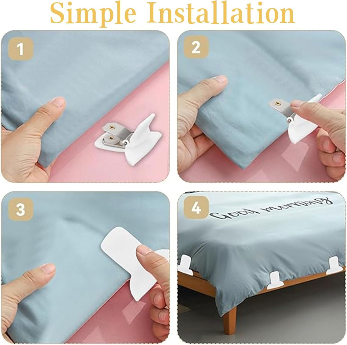 8 Pcs Padded Comforter Clips Duvet Cover Clips, Non-Slip Bed Sheet Clips Fasteners Duvet Clips for Inside Duvet Cover for Preventing Comforters from Shifting Inside