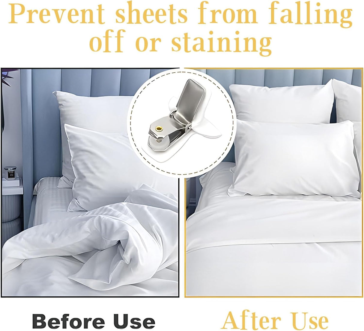 8 Pcs Padded Comforter Clips Duvet Cover Clips, Non-Slip Bed Sheet Clips Fasteners Duvet Clips for Inside Duvet Cover for Preventing Comforters from Shifting Inside