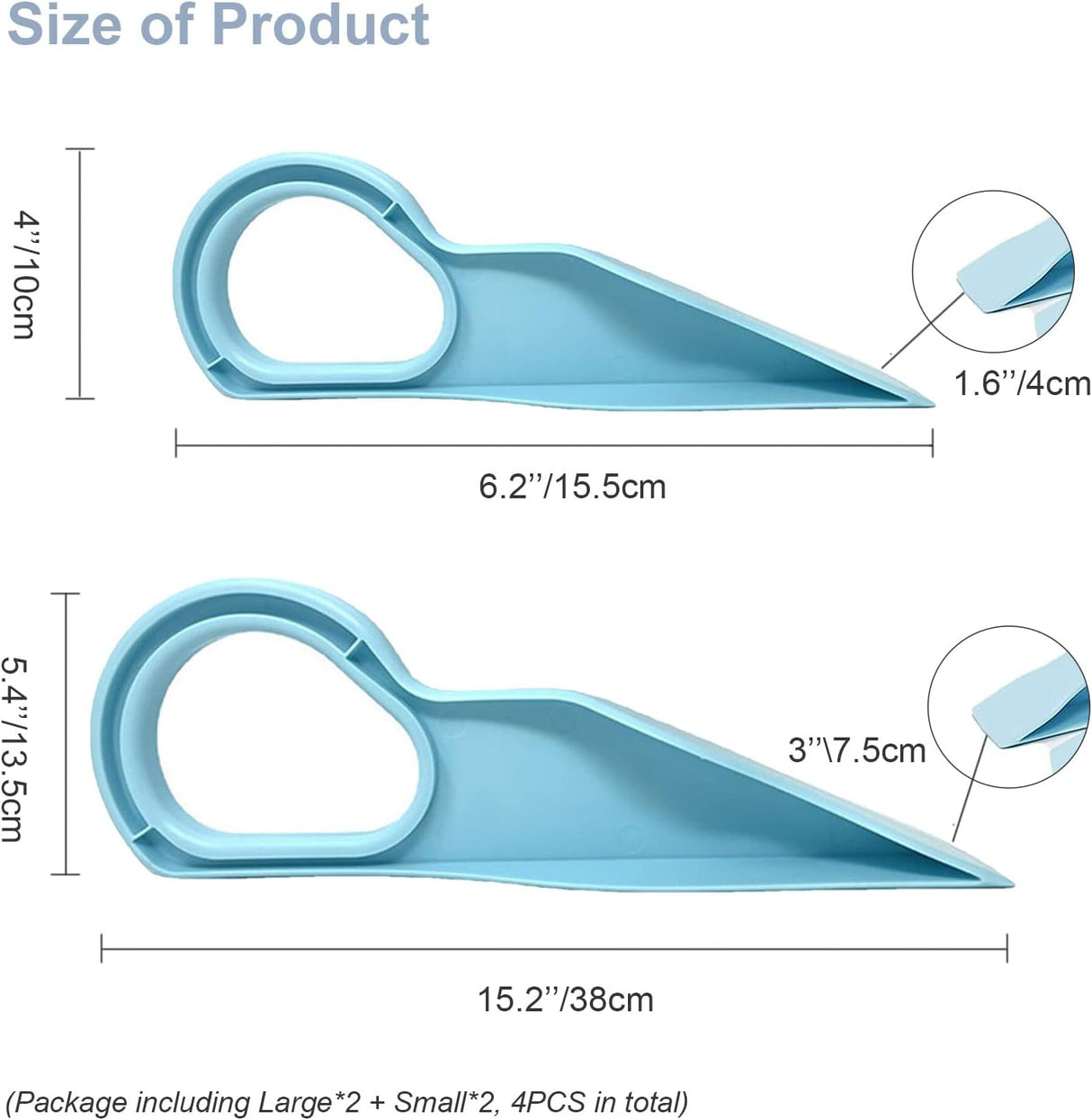 Mattress Lifter Mattress Wedge Elevator, 4 PCS 15.2"x5.4" Ergonomic Mattress Lifter Tool for Changing Sheets Bed Making Alleviate Back Pain (Large & Small)