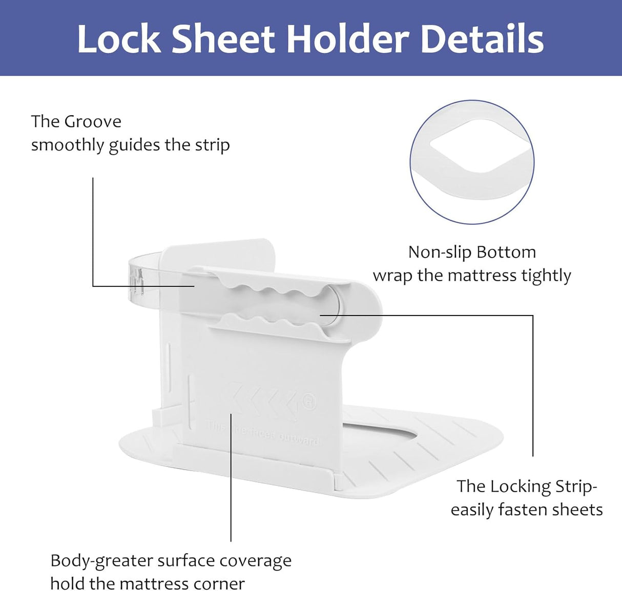 4 PCS Bed Sheet Holder with Lock Strips, Heavy Duty Bed Sheet Corner Fastener, Removable Bed Sheet Holder, Bed Sheet Holder Straps for Mattress Protectors, Blankets, Bedding