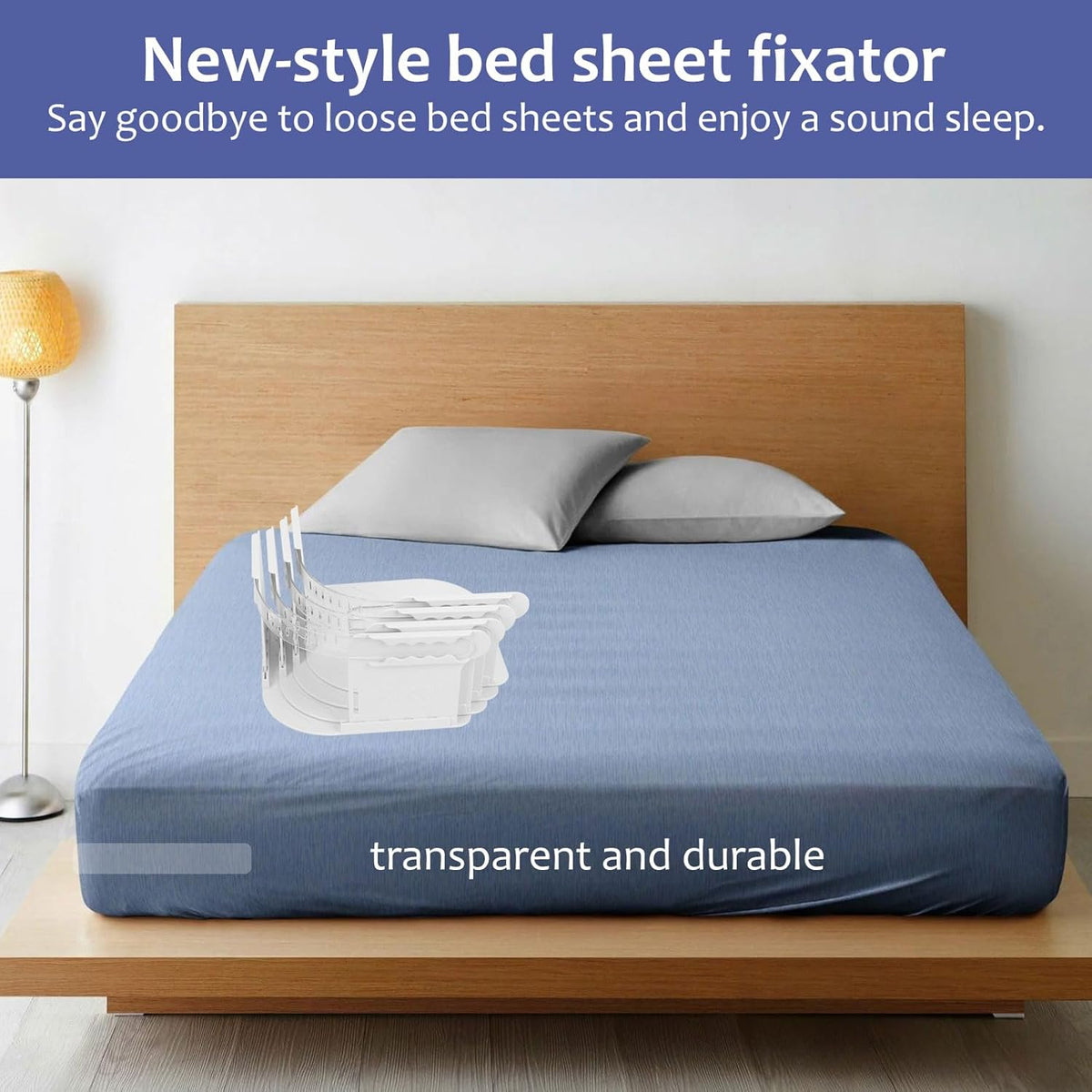 4 PCS Bed Sheet Holder with Lock Strips, Heavy Duty Bed Sheet Corner Fastener, Removable Bed Sheet Holder, Bed Sheet Holder Straps for Mattress Protectors, Blankets, Bedding