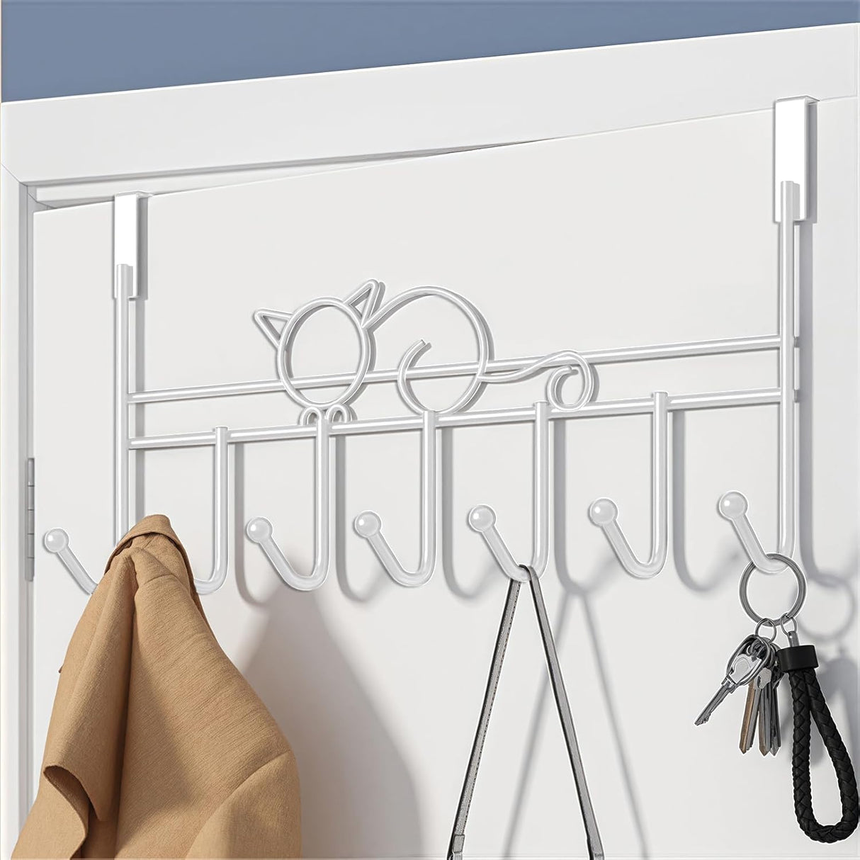 Door hooks, coat hangers for jackets, towels, bags, bathrobes (1 pack, white)