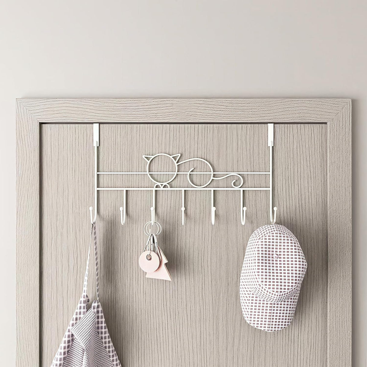 Door hooks, coat hangers for jackets, towels, bags, bathrobes (1 pack, white)