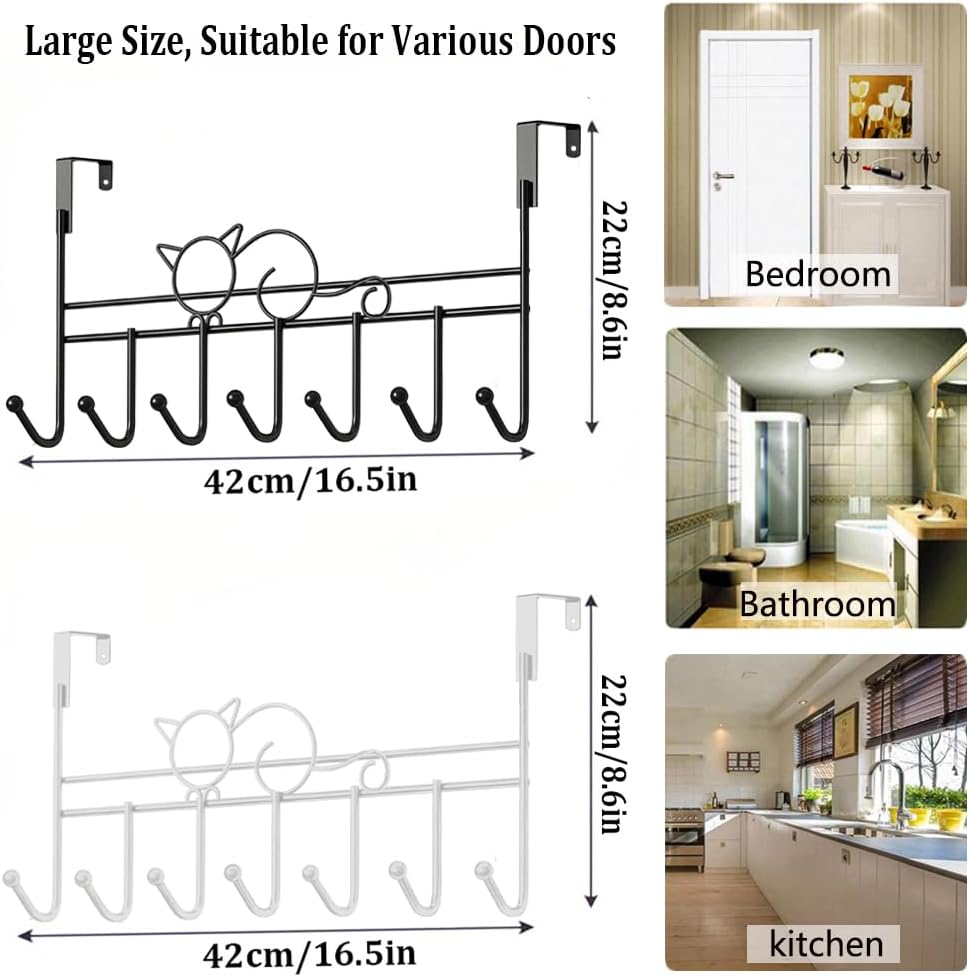 Door hooks, coat hangers for jackets, towels, bags, bathrobes (1 pack, white)