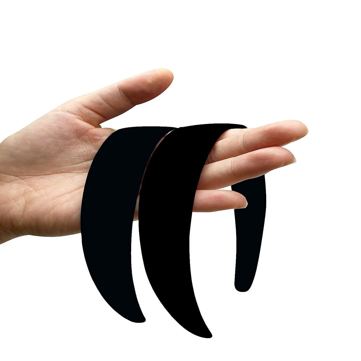 BallHull 1.2 Inch Satin Headbands, Ladies and Girls Antiskid Hard Hair Bands, DIY Hair Headbands, 6 Pcs Black.