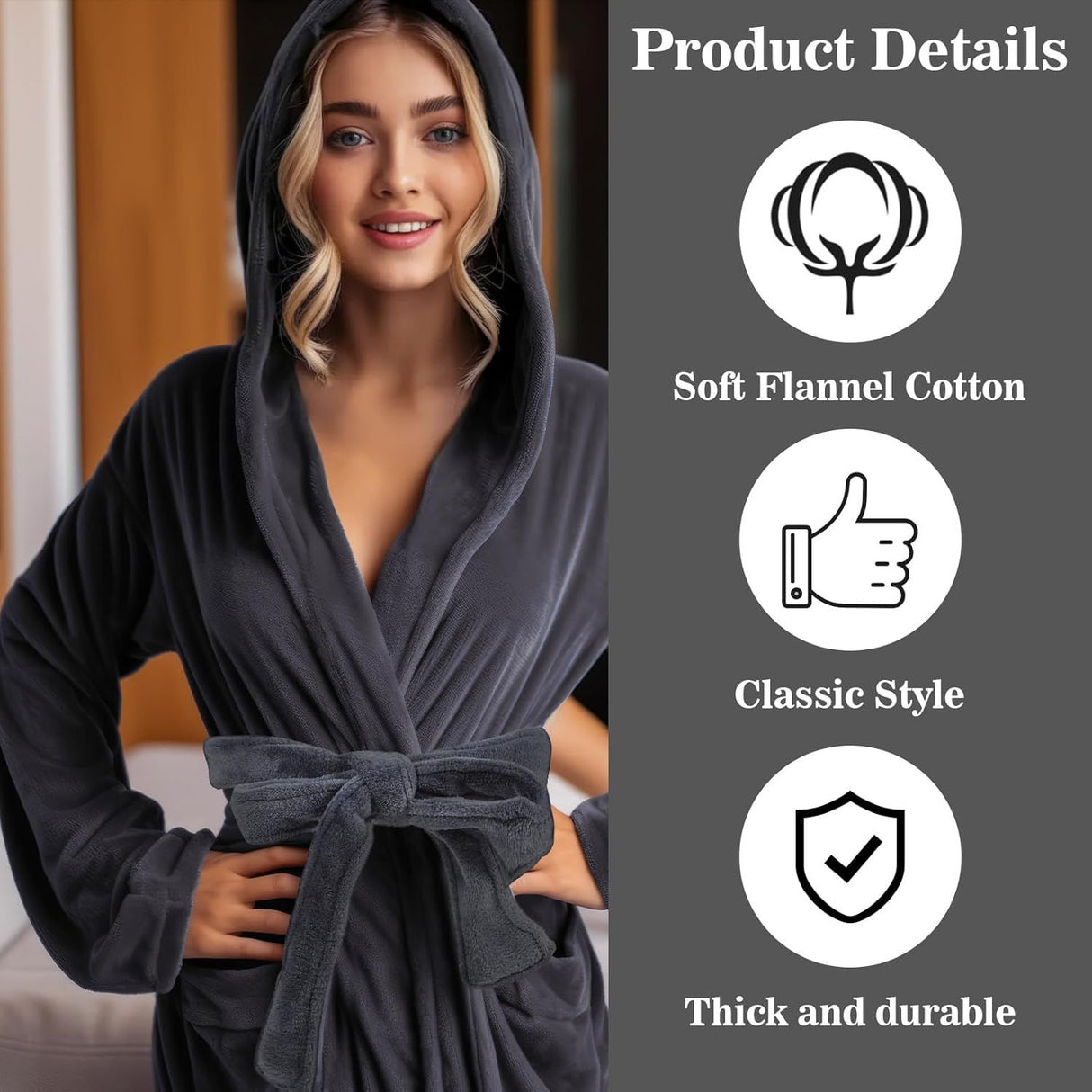 67 Inch Robe Tie Replacement, Reusable & Easy to Clean Robe Belt Replacement for Travel Hotel Home Women Men (Dark Gray)