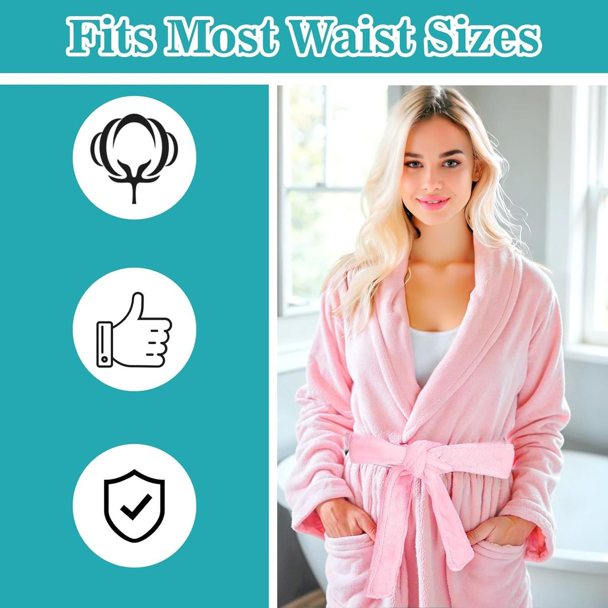Reusable Robe Belt, 66.9 in Robe Tie for Unisex, Travel Home Hotel Spa, Sleep, (Pink, Adjustable)