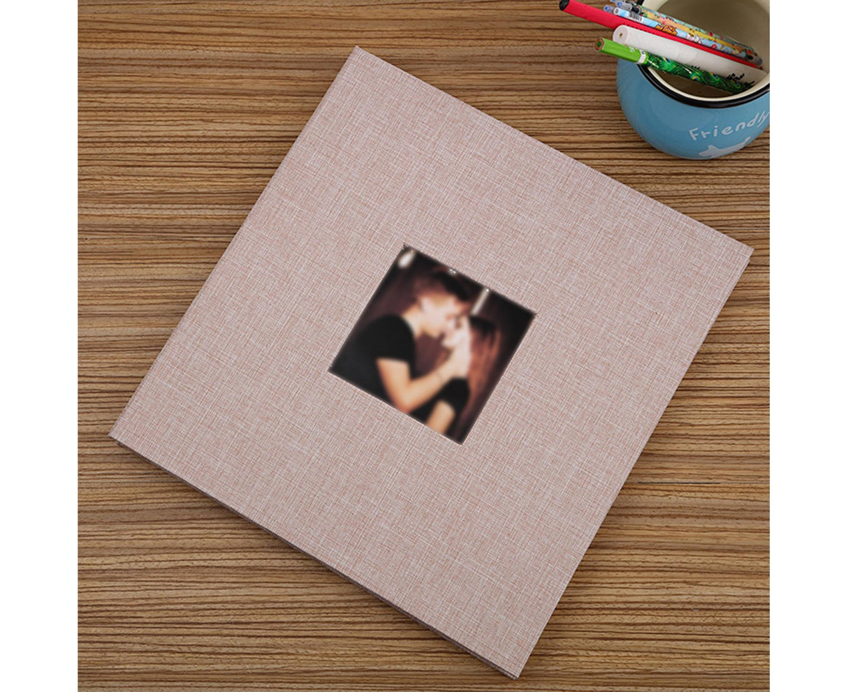 Photo Album 40 Pages Linen Cover Hardcover Reusable Sticky Stamp Collection Book Family Photos Storage Memory Book Scrapbook with Box - Beige