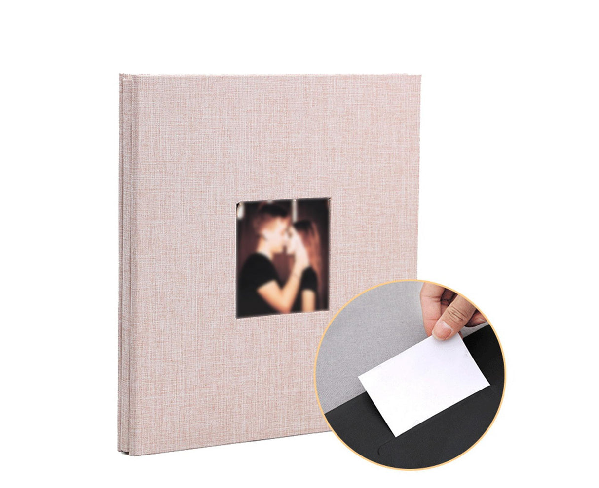 Photo Album 40 Pages Linen Cover Hardcover Reusable Sticky Stamp Collection Book Family Photos Storage Memory Book Scrapbook with Box - Beige