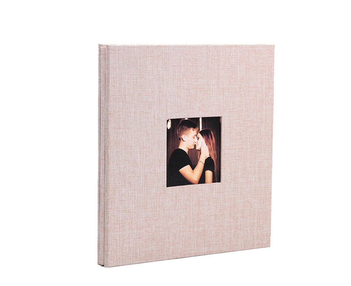 Photo Album 40 Pages Linen Cover Hardcover Reusable Sticky Stamp Collection Book Family Photos Storage Memory Book Scrapbook with Box - Beige
