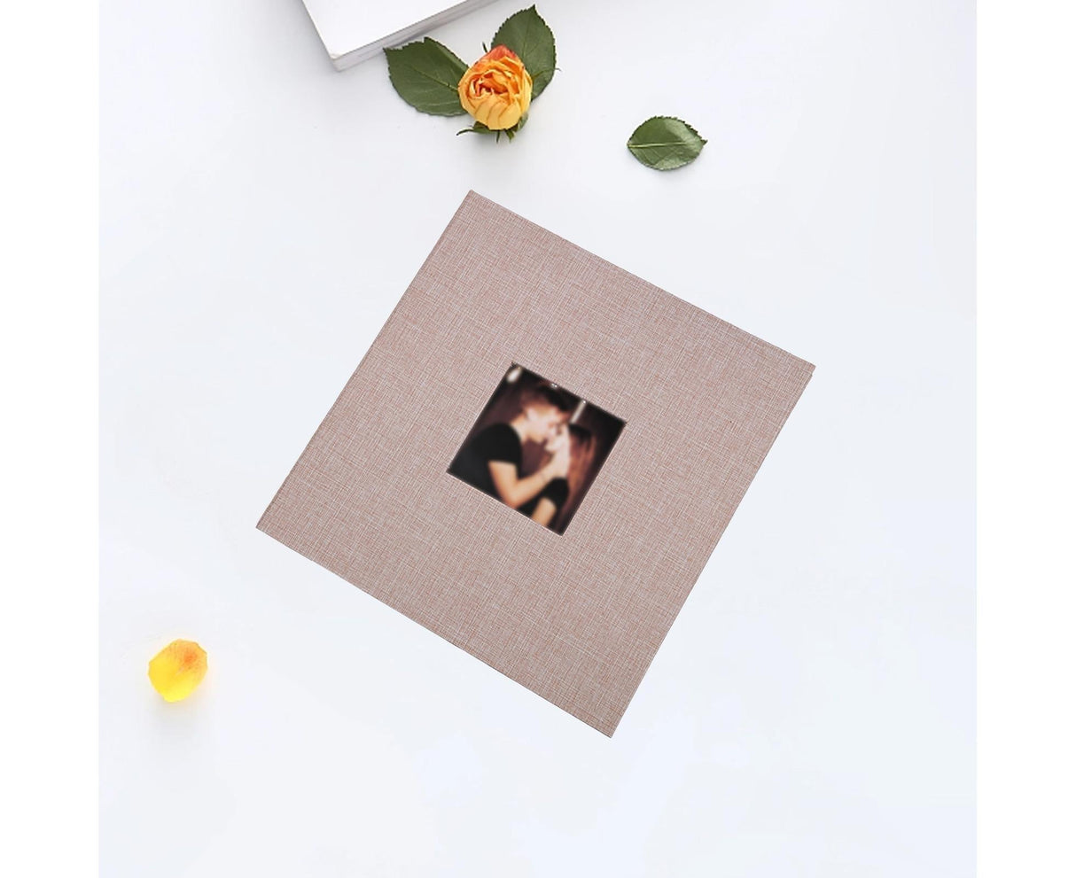 Photo Album 40 Pages Linen Cover Hardcover Reusable Sticky Stamp Collection Book Family Photos Storage Memory Book Scrapbook with Box - Beige