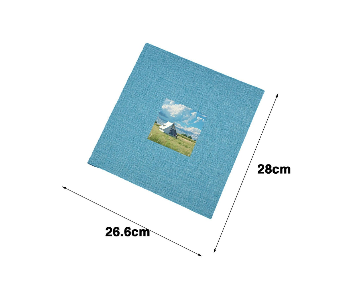 Photo Album 40 Pages Linen Cover Hardcover Reusable Sticky Stamp Collection Book Family Photos Storage Memory Book Scrapbook with Box - Blue