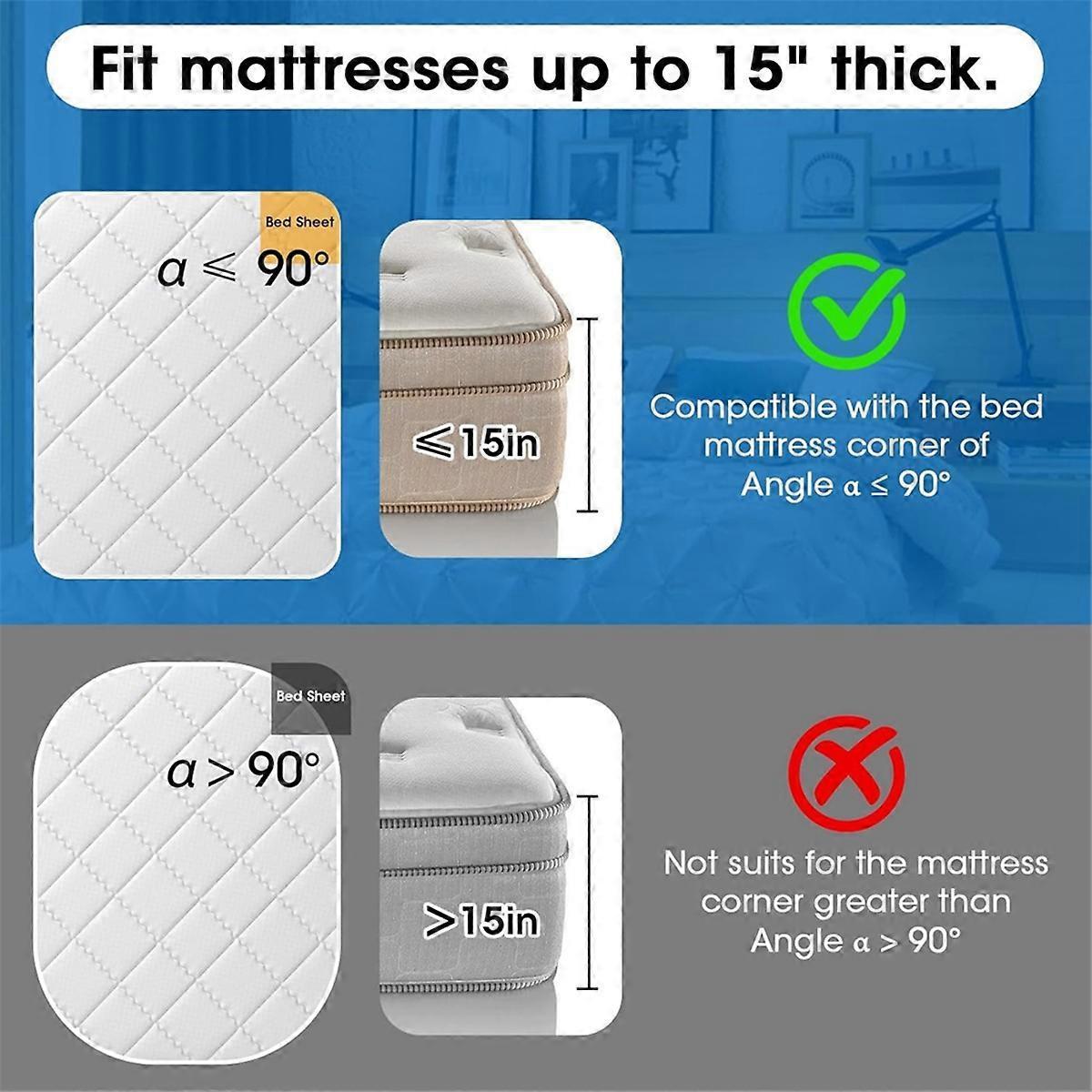 Bed Sheet Holder Clips for Thin Sheets, Grey, Secure Fit Fasteners