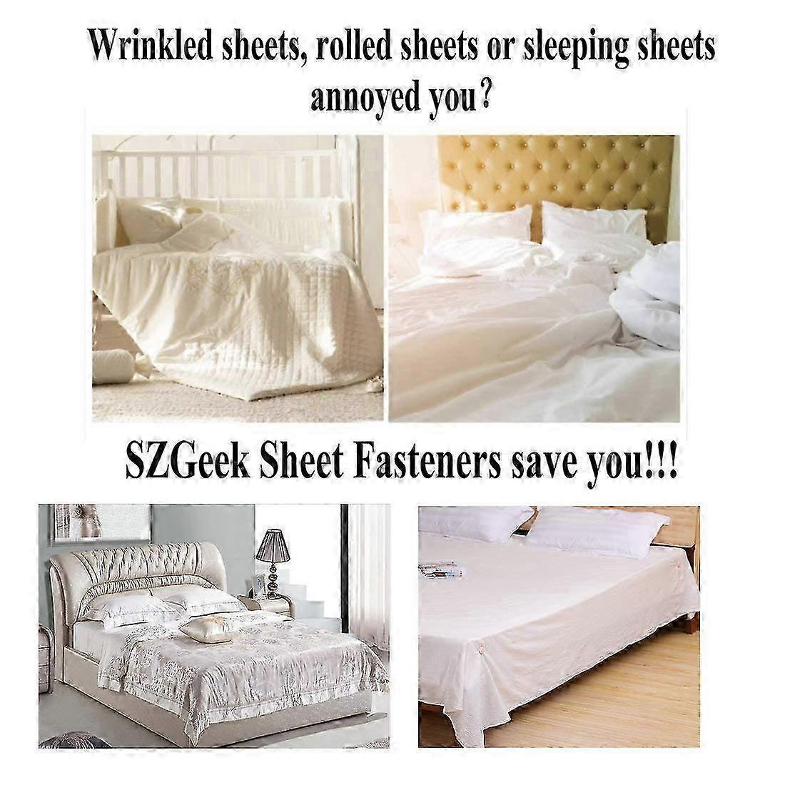 4PCS Bed Sheet Holder Fasteners with Mattress Cover Clips, Gray