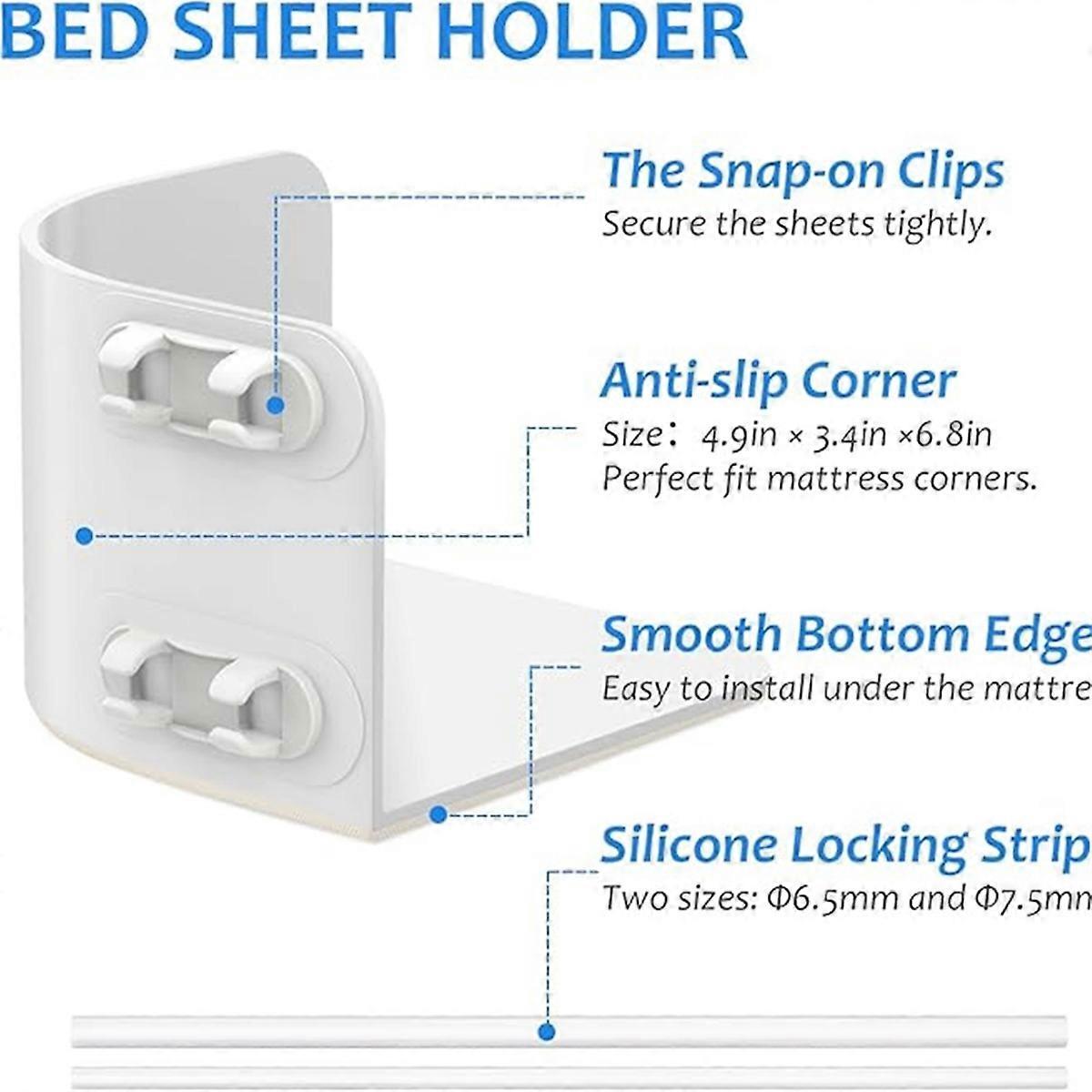 4PCS Bed Sheet Holders with Fitted Lock Straps for Enhanced Grip