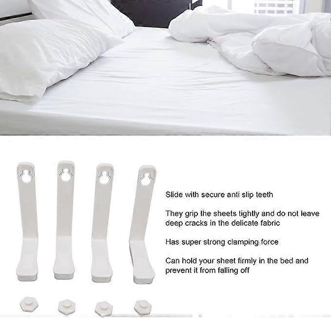 4PCS Bed Sheet Holder Straps, 3-Way Fasteners, Easy to Install