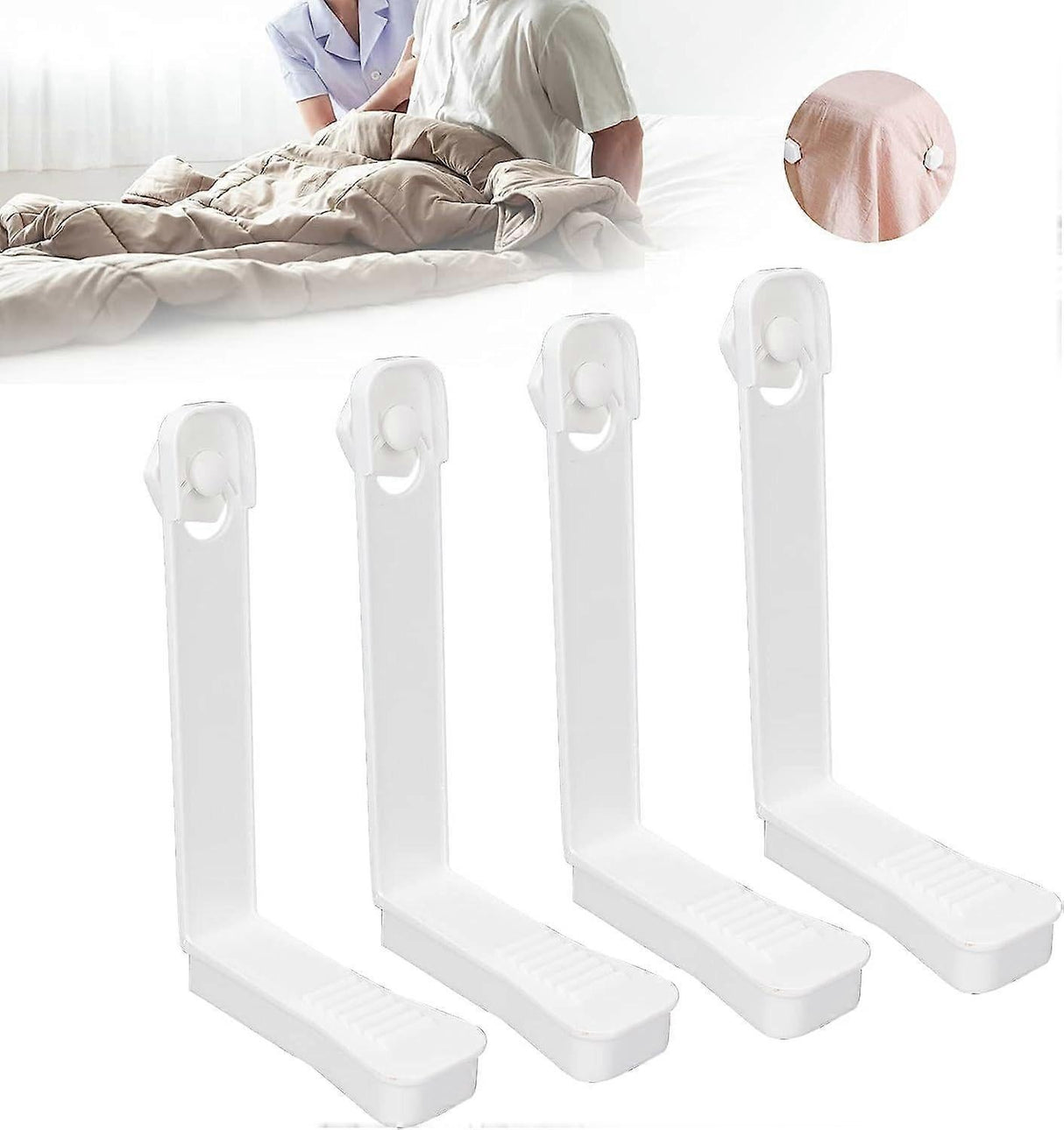 Adjustable Bed Sheet Holder Straps, Elastic Clips for Mattress & Sheets
